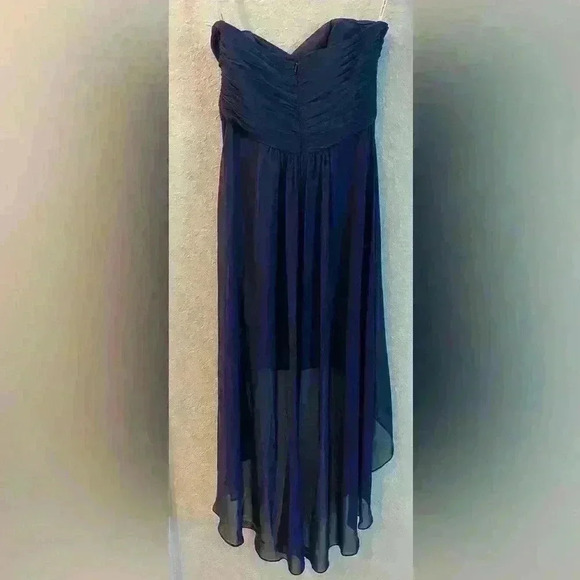 David’s Bridal High Low Navy Blue Strapless Dress Size 4 - Picture 2 of 7